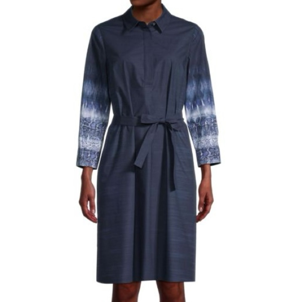 KOBI HALPERIN Sapir Tie Shirtdress Navy Size XL Shirt Dress
